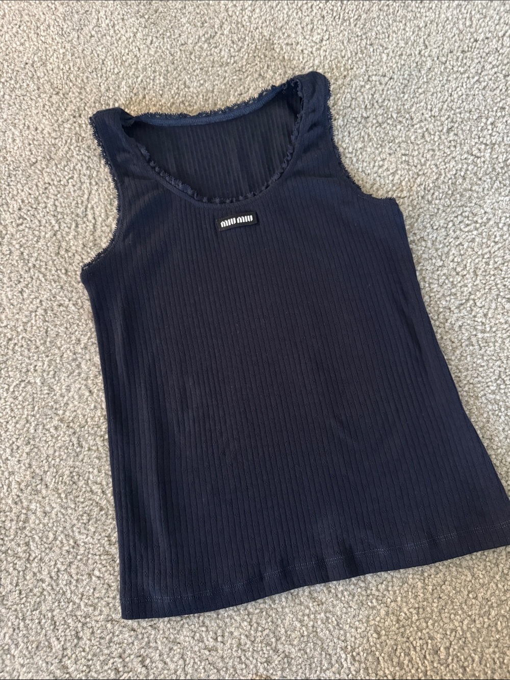 Garment-Dyed cotton tank top in dark blue